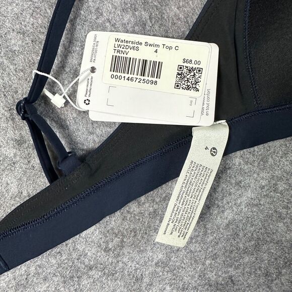 Lululemon Waterside Swim Top TRNV True Navy Blue Triangle Bikini Size 4 C - Picture 9 of 9